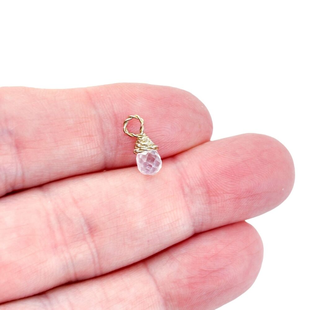 Vintage Sterling Silver 925 Quartz Briolette Wire Wrapped Pendant